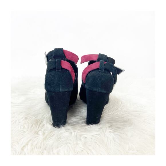 Joe's Jeans Callahan 8.5 Black Women Suede Ankle Strap Wedge Heel Sandals - Picture 6 of 14
